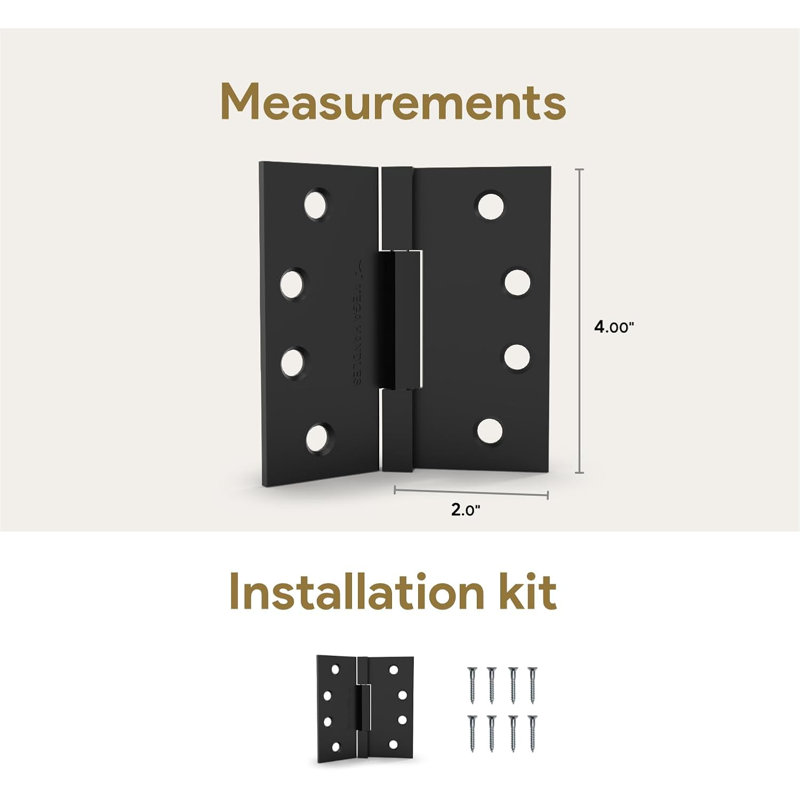 Mega Handles Stainless Steel Square Barrel Hinge with Square Corners, Heavy-Duty Interior Door Hinges for Bedroom, Bathroom, Cabinet, (3 Pack)