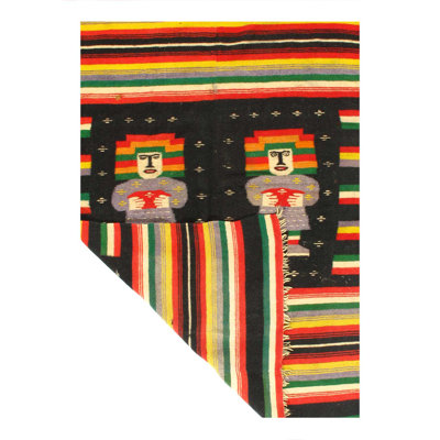 Fine Antique Mexican Flat wave rug 4'X 6'2"