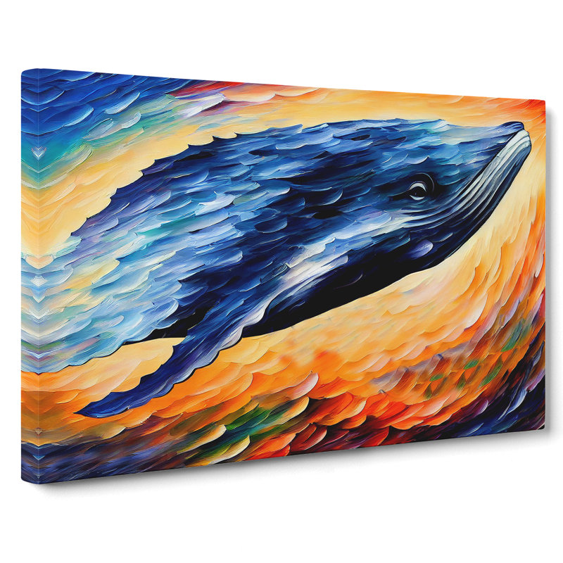 Whale Painting Abstract - Wrapped Canvas, 50cm H x 76cm W x 3cm D