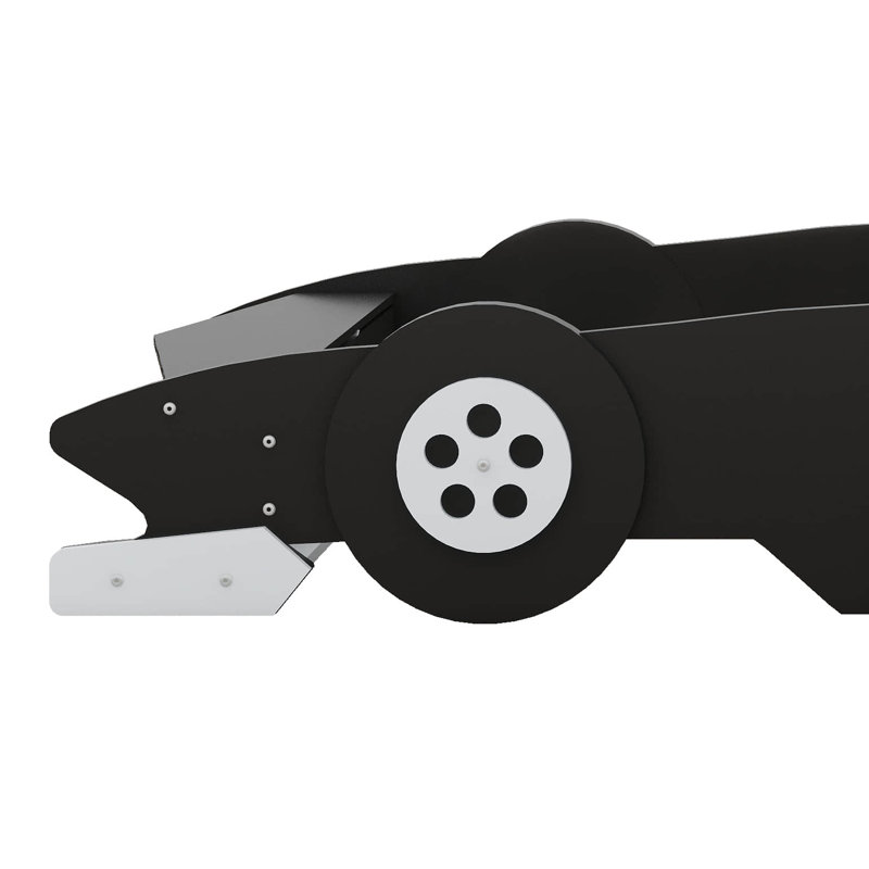 Structure de lit simple de voiture de course pour garçons, lit plateforme en bois avec roulettes, Noir