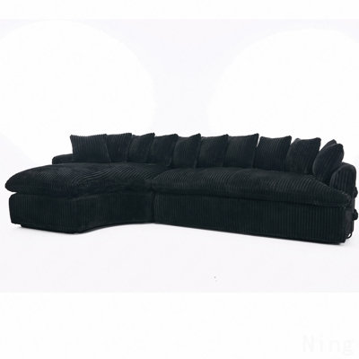 127''  Large Sectional Sofa ,Elegant Curved Design ,High-Resilience Foam ,Ten Back Cushions,L-Shape Left Sofa,No Assembly  Required ,