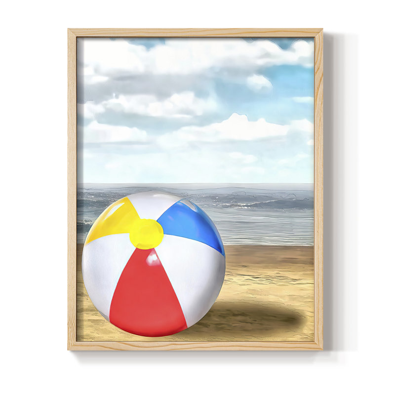Beach Ball II, reproduction encadrée - bois massif, H 11 po x l 9 po