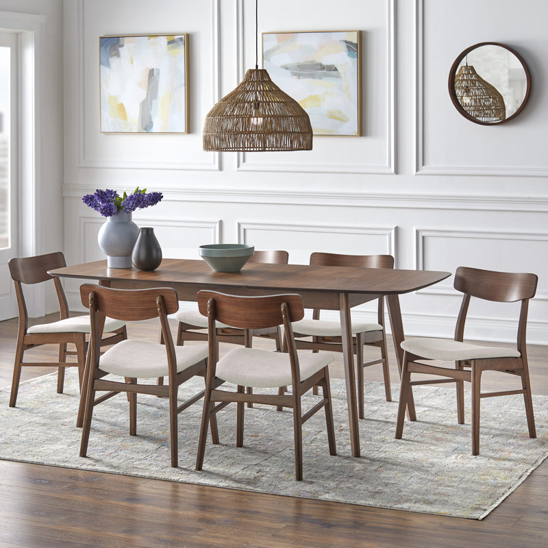 Ensemble de salle à manger Jagveer, 7 pièces : table, 6 chaises, Beige