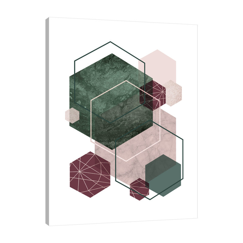 «Cranberry Green Blush GEO 2» par Urban Epiphany, reproduction sur toile tendue, H 16 po x l 12 po x P 1,5 po