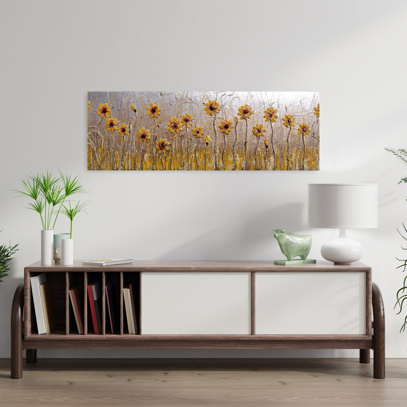 Art texturé doré à la main, H 36 po x l 12 po