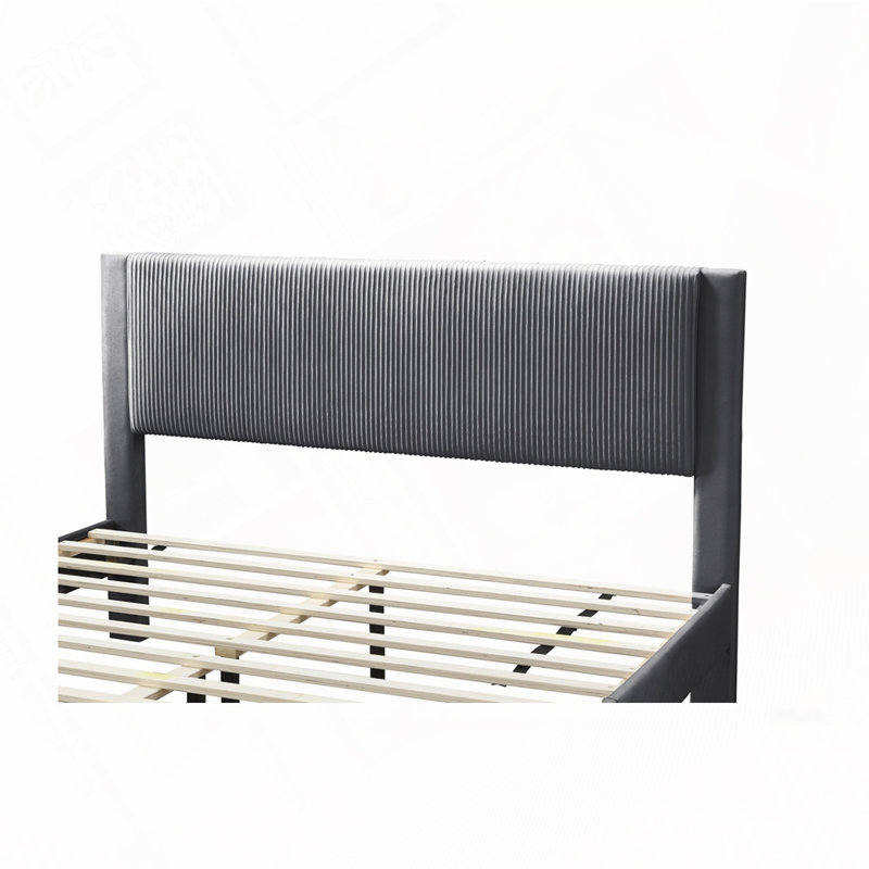 Grand lit avec rangement, Gris anthracite