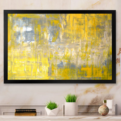 «Gray and Yeollow Abstract Merging XIII», reproduction sur toile flottante