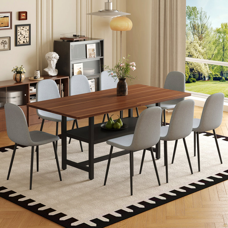 Ensemble de table et chaises, 9 pièces : table, 8 chaises