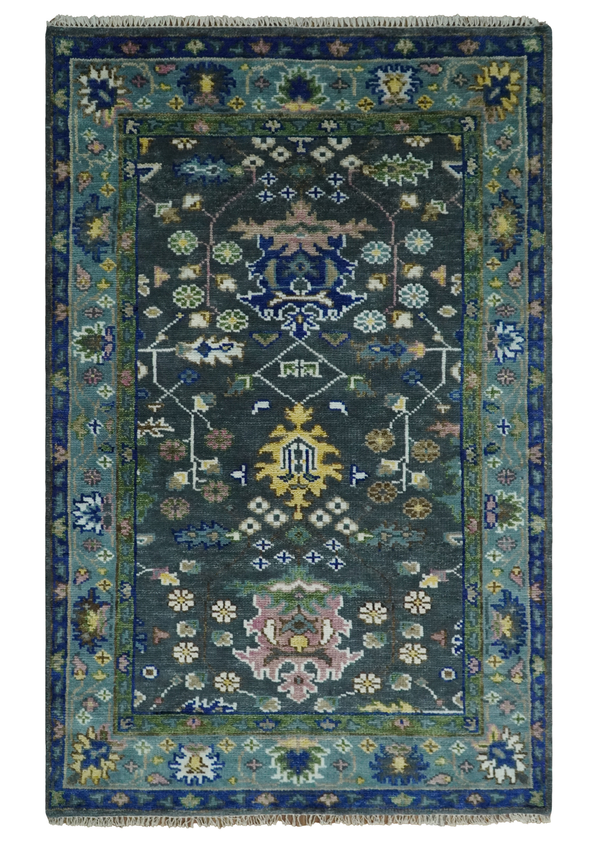 Hand Woven Moss Green Rug - Oushak Rug