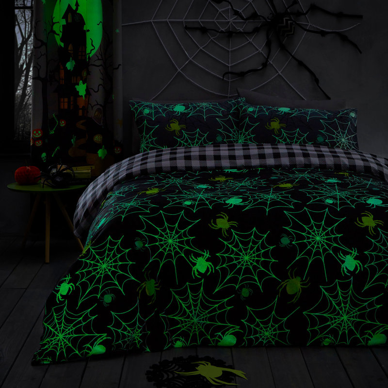 Spiders Polyester Block Print Duvet Cover Set with Pillowcases Included, Single Duvet Cover + 1 Standard Pillowcase