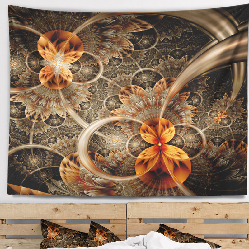 Tapisserie fleur abstraite abstraite, H 32 po x l 39 po