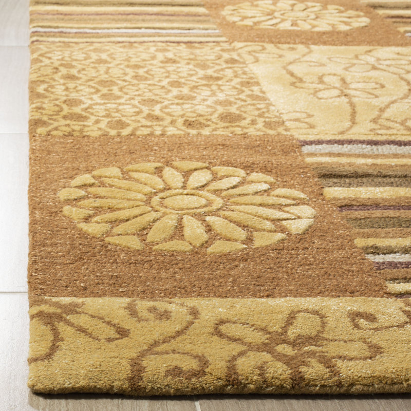 Tapis abstrait en laine et viscose touffetés à la main Soho, Rectangle 3 pi 6 po x 5 pi 6 po