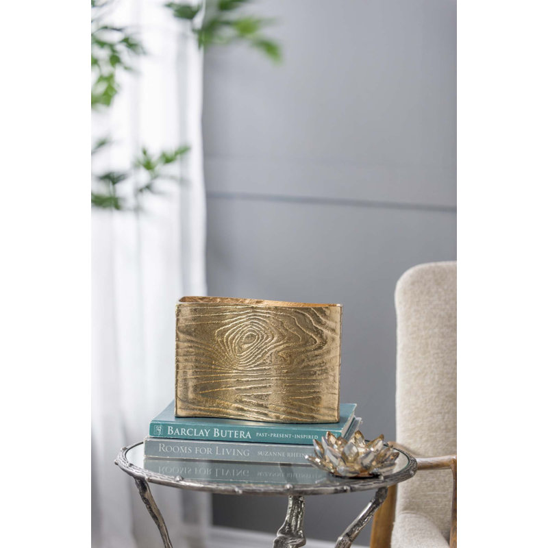 Petit vase 9,7 x 3,7 x 6,9 po Alu Timber Wavy Rect