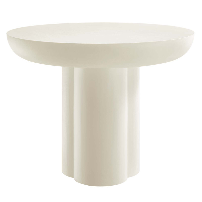 Caspian 40" White Round Concrete Dining Table with Pedestal Base