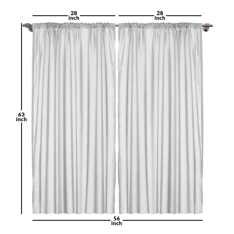 White and Charcoal Geometric Polyester Rod Pocket Curtains, 28" x 63"