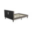 Ensemble de chambre à coucher 2 pièces - Lit plateforme capitonné à boutons pleine grandeur - Tête de lit tapissier en velours taupe brun et table de chevet à finition jacobine patinée-879351923-879351935