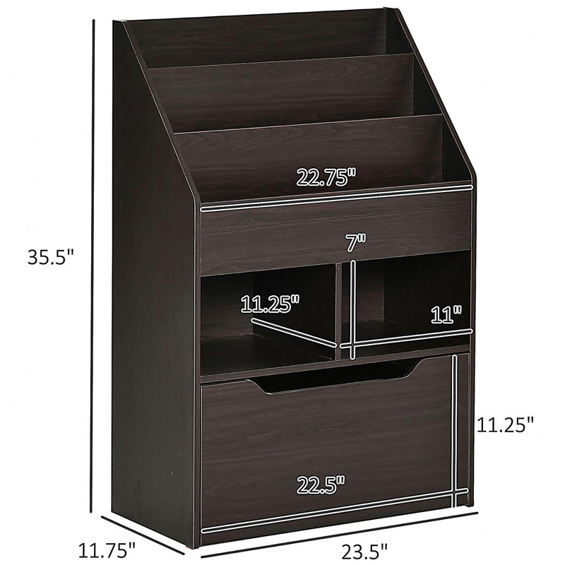 Bookcase Multi-Shelf Rack Organizer with Storage Drawer for Books, Brown