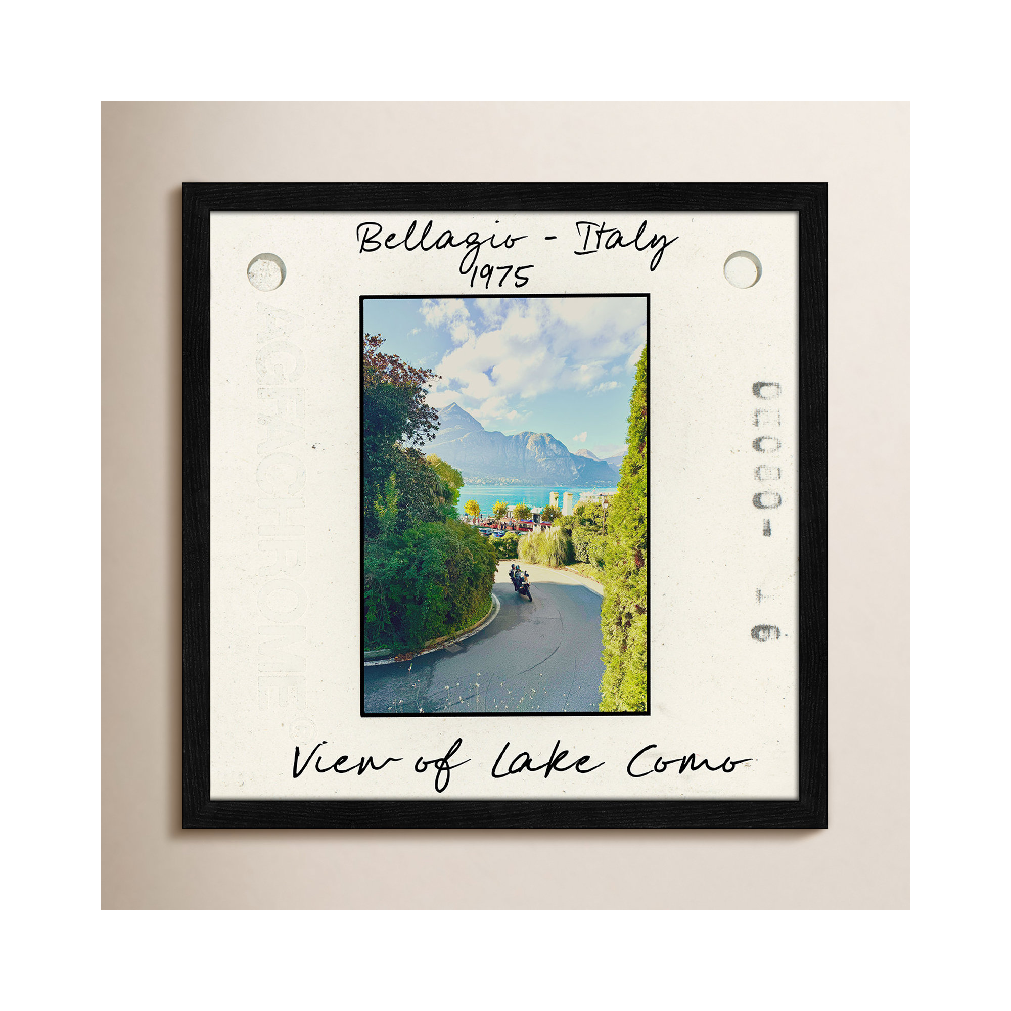 Belaggio, Italy - View of Lake Como Print by Susan Jill, Walnut Single Picture Framed Paper, 17" H x 17" W x 0.75" D