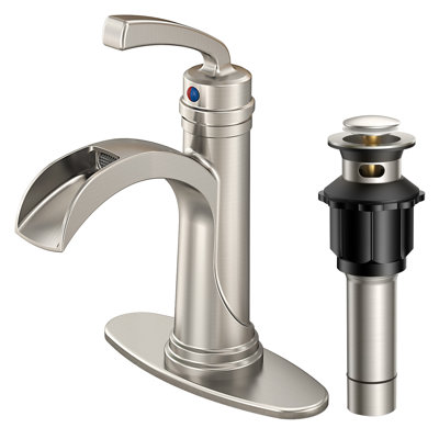 Single-Hole Single-Handle Bathroom Faucet With Drain Assembly