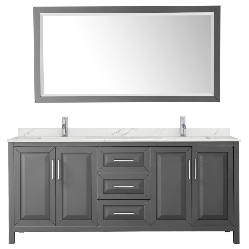 Daria 80'' W Vanity, Polished Chrome, Gray, Giotto Quartz