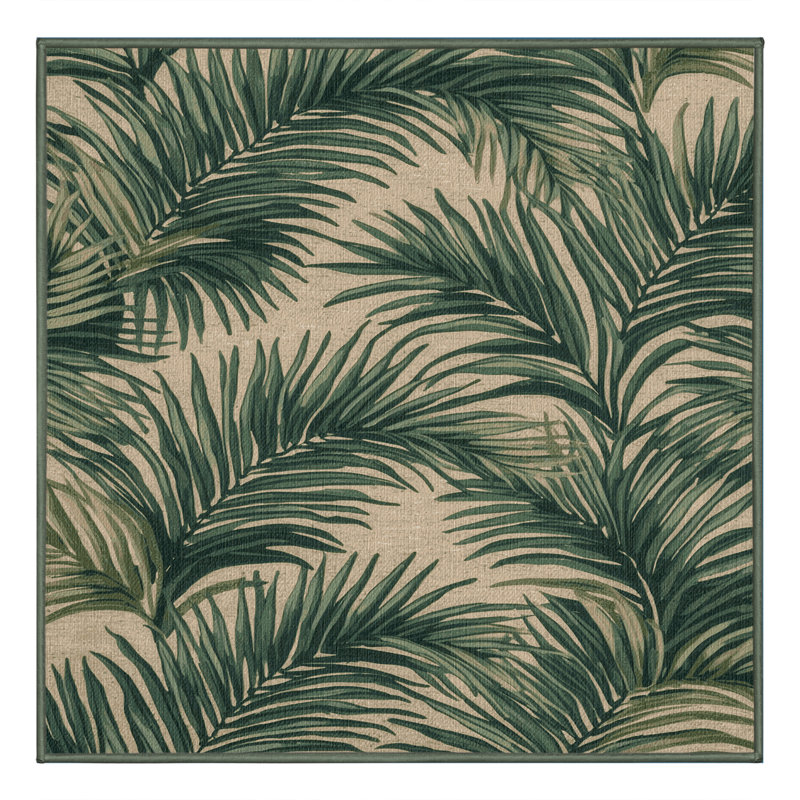  Tapis hawaïen lavable Palm Fronds, Carré 3 pi