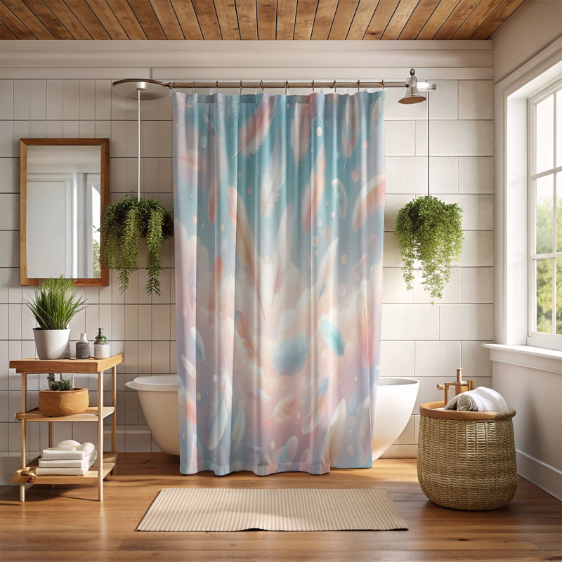 Rideau de douche standard 1 pièce Feather Dreamlight, H 74 po x l 71 po