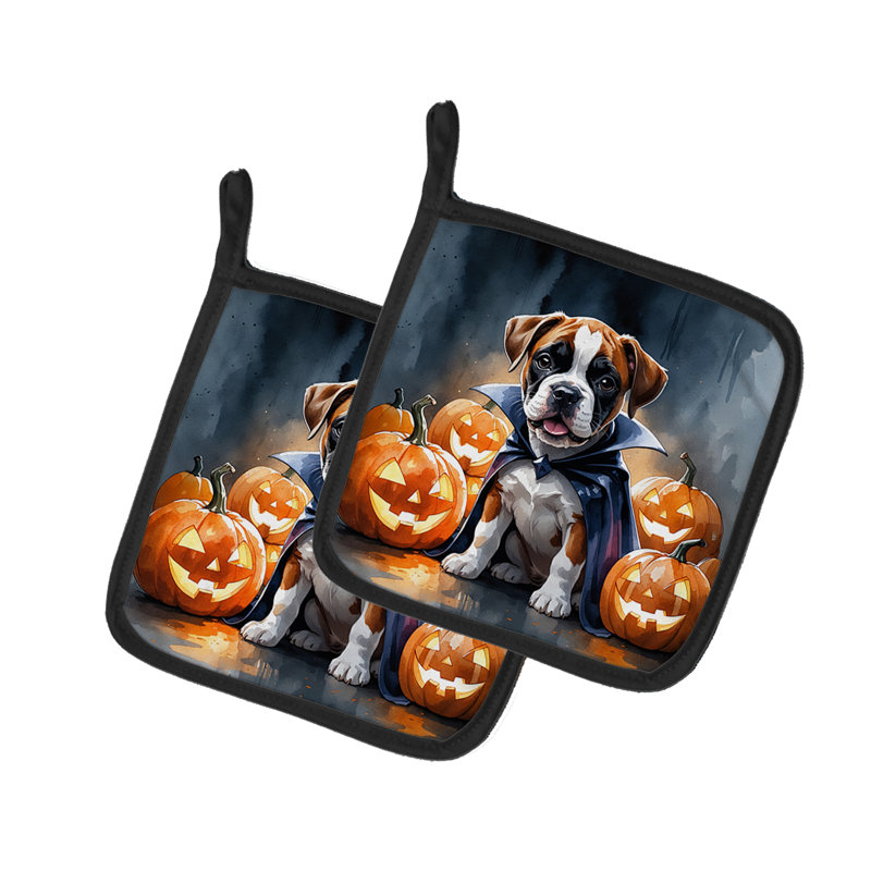Paire de porte-pots Boxer Puppy Halloween