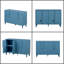 Buffet 4 portes bleu marine avec poignées arquées uniques, buffet en bois massif et panneau de fibres à densité moyenne, tablettes réglables pour le rangement de la salle à manger et du salon