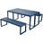 Aoodor 3-Piece 63" Metal Outdoor Patio Dining Set with Rectangular Table and Benches-1402230108