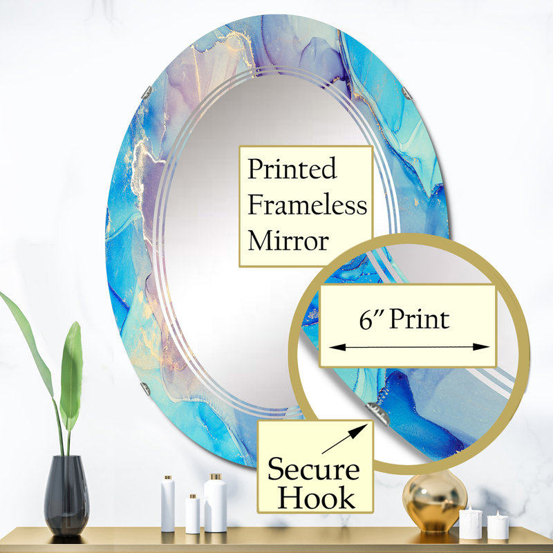 Miroir mural bleu et rose, 36 po x 24 po