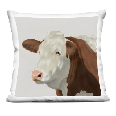 Farm Friend Cow Portrait Decorative Printed Throw Pillow, design by Marcus Prime, 18 x 7 x 18