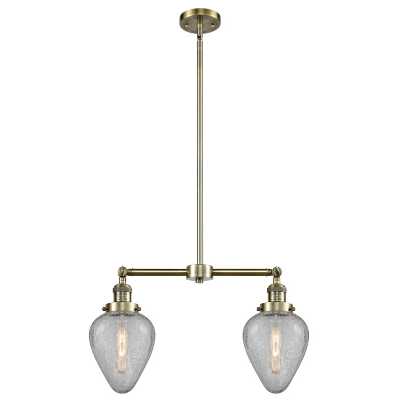 Luminaire suspendu linéaire à 2 lumières pour îlot de cuisine Shauna, Laiton antique, Ampoule non incluse