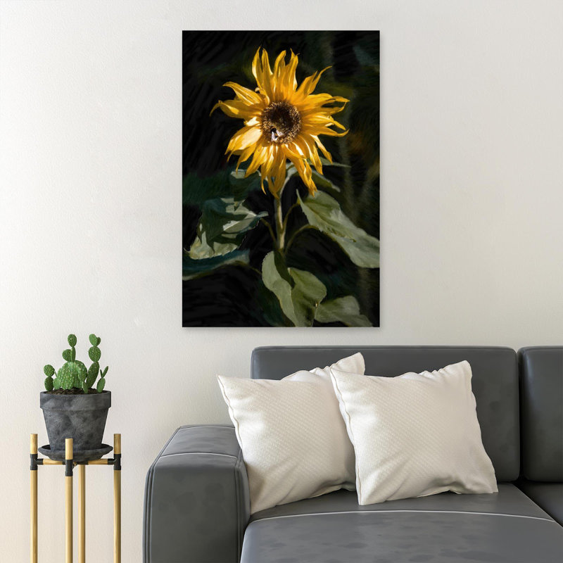 "Peinture d'un tournesol", reproduction d'art graphique sur toile tendue, H 20 po x l 16 po x P 2 po