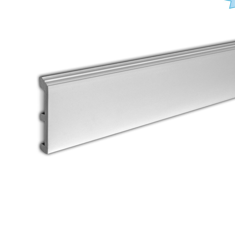 Modern Primed White Polystyrene Baseboard Moulding, 4-3/4" x 8'