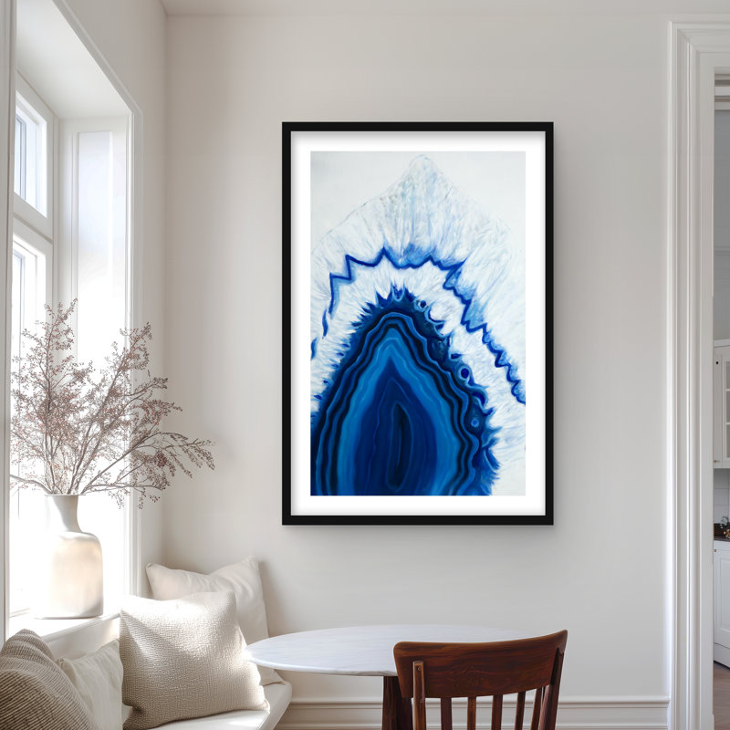 Agate Geode Slice - Minerals Hyperrealist, reproduction d'art encadrée, Noir
