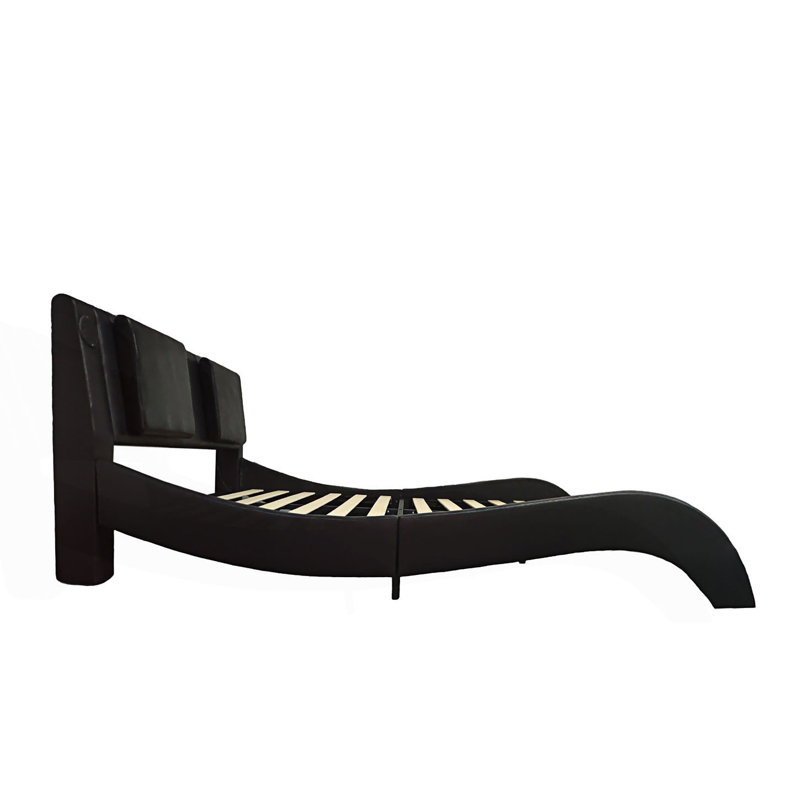 Upholstered Platform Bed Frame With Led Lighting, Bluetooth Connection To Play Music Control, Backrest Vibration Massage