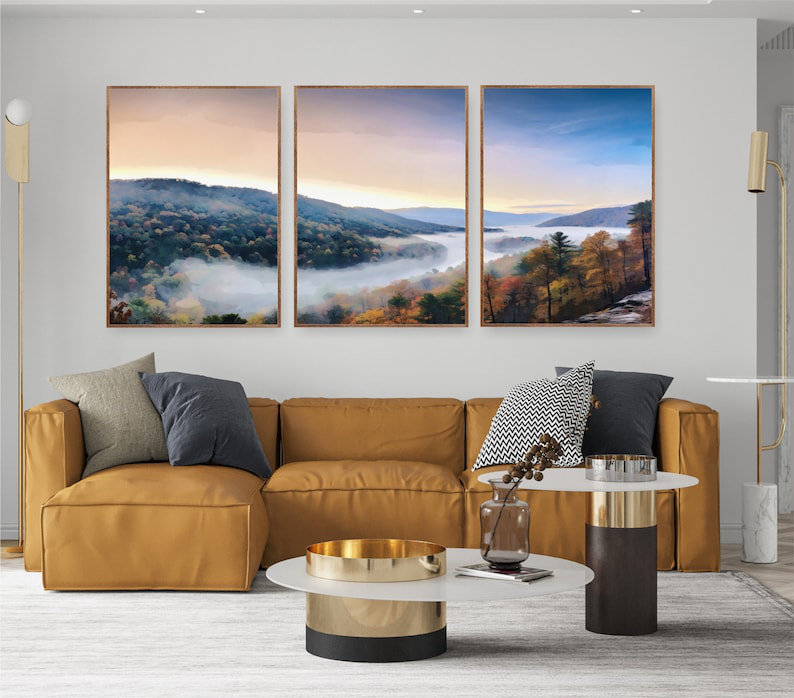 ART TERRITORY Blue Ridge Mountains by Art Territory - 3 Piece Print Set ...