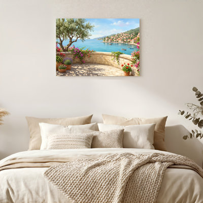 Art mural en toile Gallery Wrap pour le salon, la chambre à coucher, le bureau ou le vestibule - décoration murale décorative avec jardin côtier