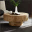 Table basse ronde de style moderne du milieu du siècle, en bois avec placage de loupe et pied robuste, de 80 cm (31,49 po), idéale pour le salon, le bureau ou un appartement.-312624296-312624298