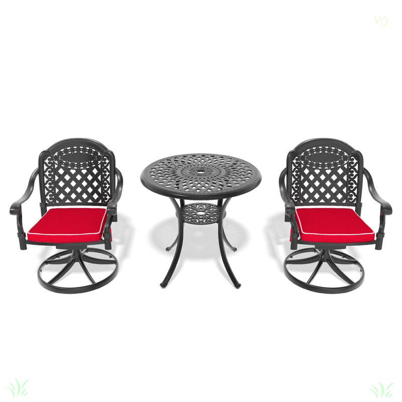 L'ensemble de salle à manger en fonte d'aluminium toutes saisons comprend des chaises pivotantes et une table, 2