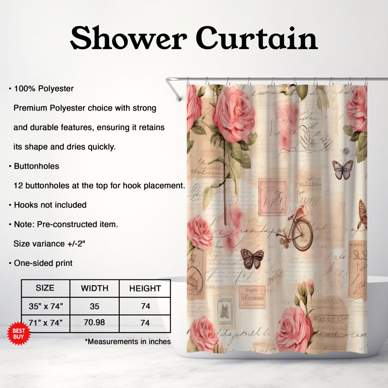 Valentine Note - Premium Shower Curtain, 74"H x 71"W