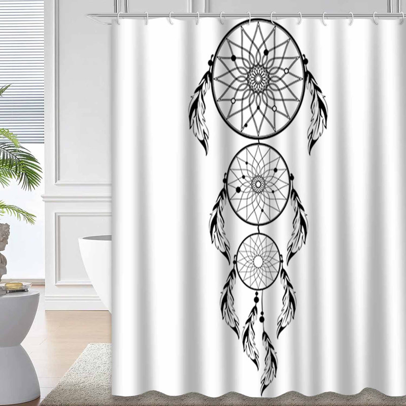 Rideau de douche blanc imperméable, rideaux de douche pour la salle de bain avec 12 crochets, 72" L x 72" W