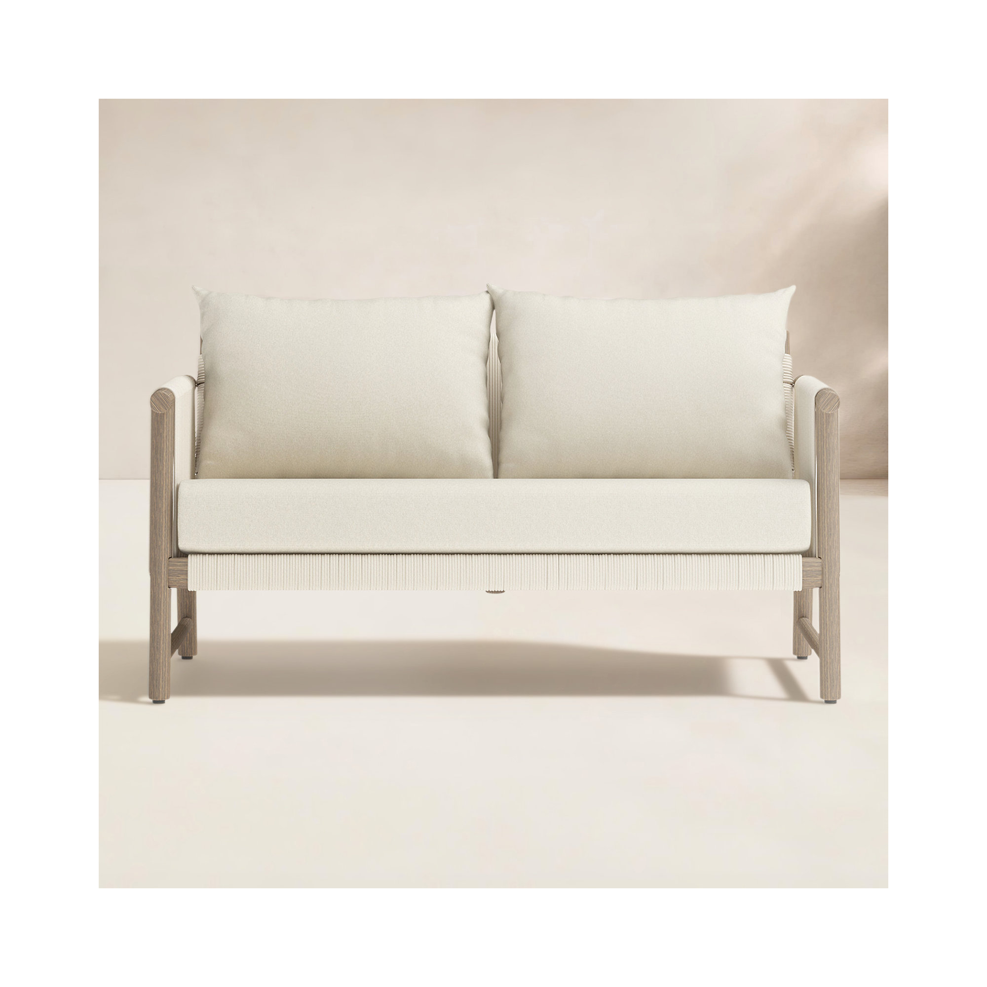 Naomie Acacia Love Seat With Rope Wicker
