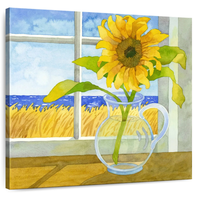 Tournesol dans la fenêtre, H 20 po x l 20 po