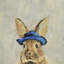 Blue Hat Rabbit - Wrapped Canvas Painting-34963512