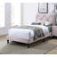 Lit double avec tête de lit ajustable 1 pièce, mobilier de chambre en velours rose clair pour les jeunes