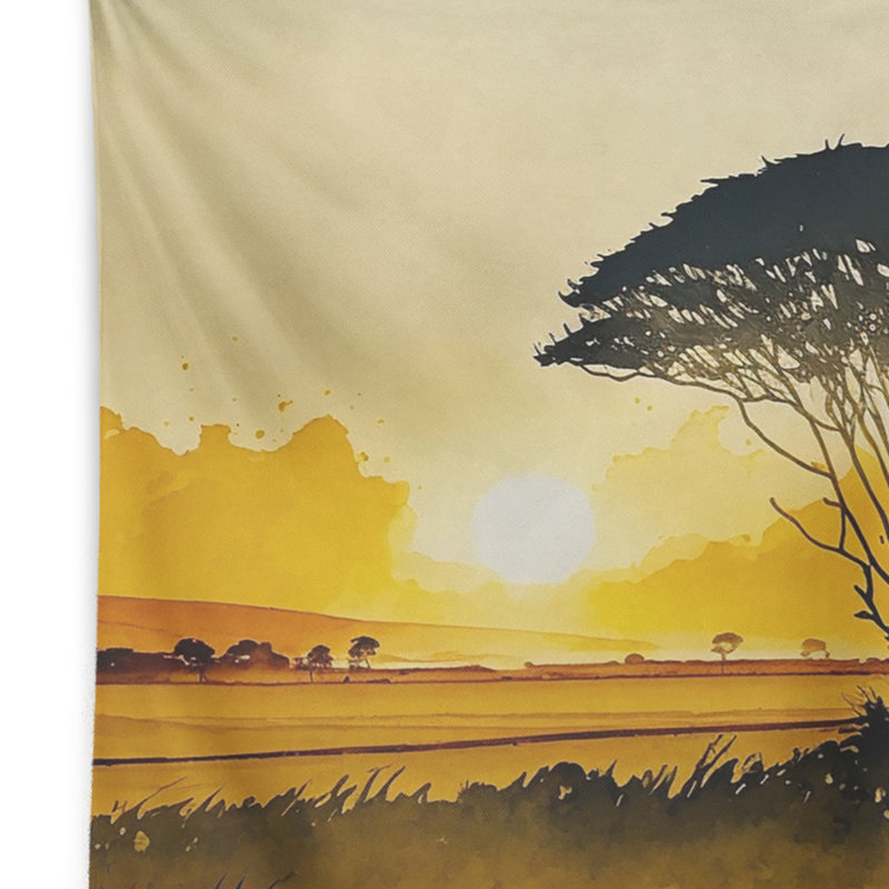 Tapisserie en polyester en polyester à la campagne au coucher du soleil, H 32 po x l 39 po