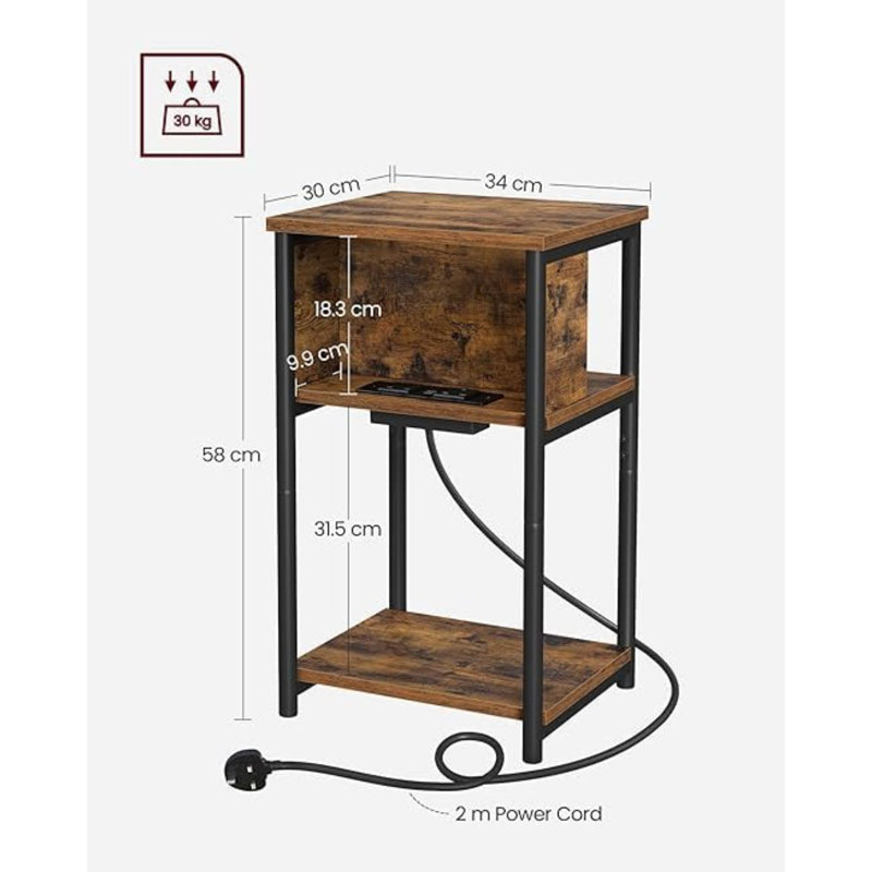 30cm W Metal Bedside Table