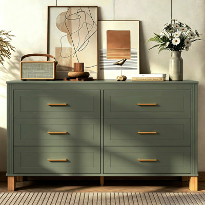 Commode double 6 tiroirs en bois robuste