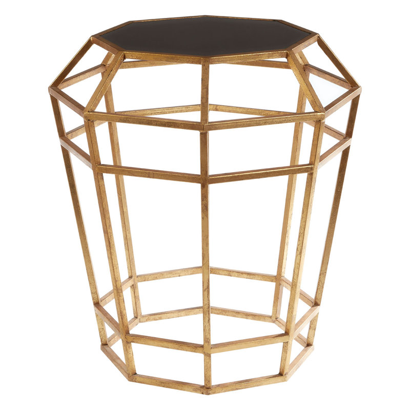 Reed Glass Top Frame End Table
